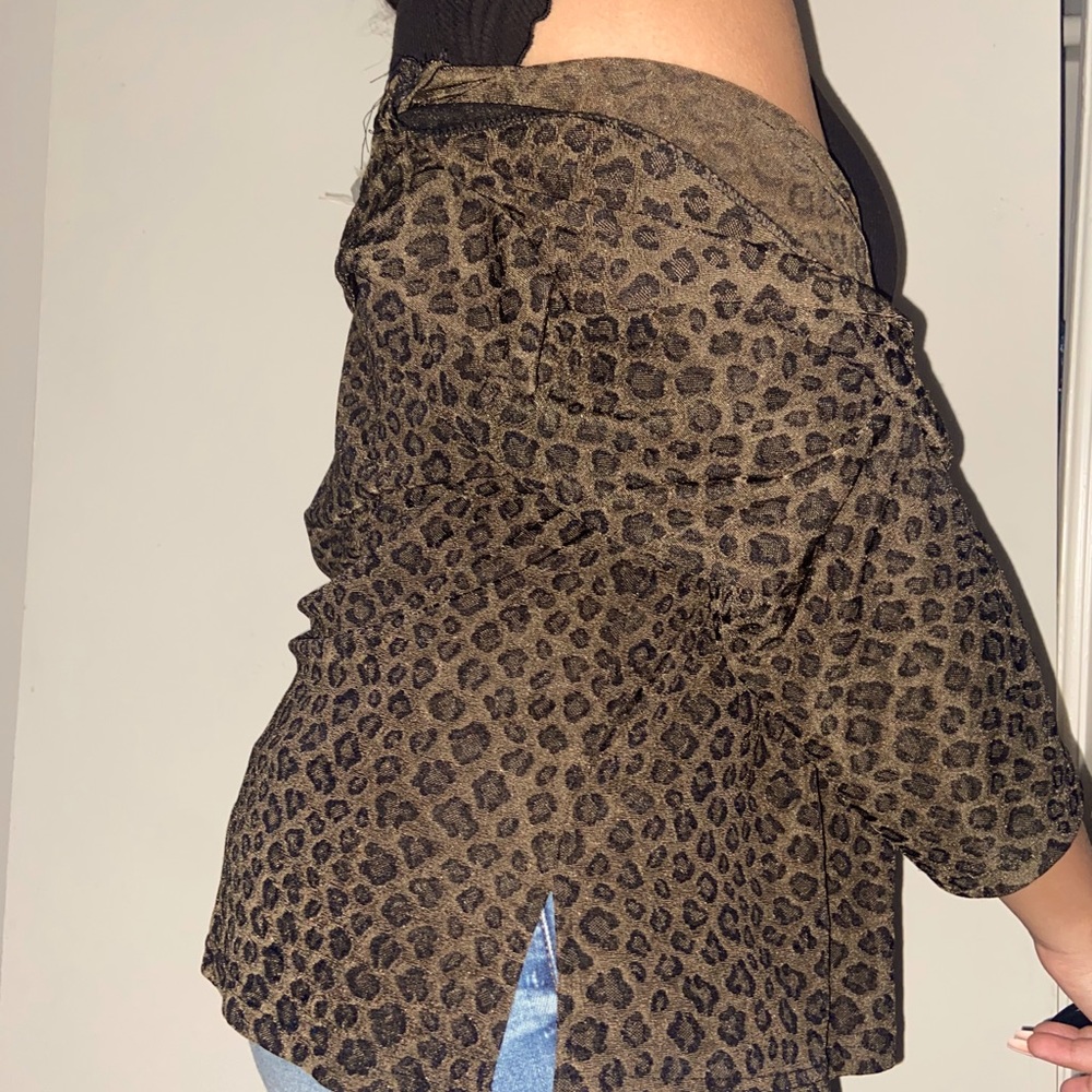 Cheetah Print loose button up